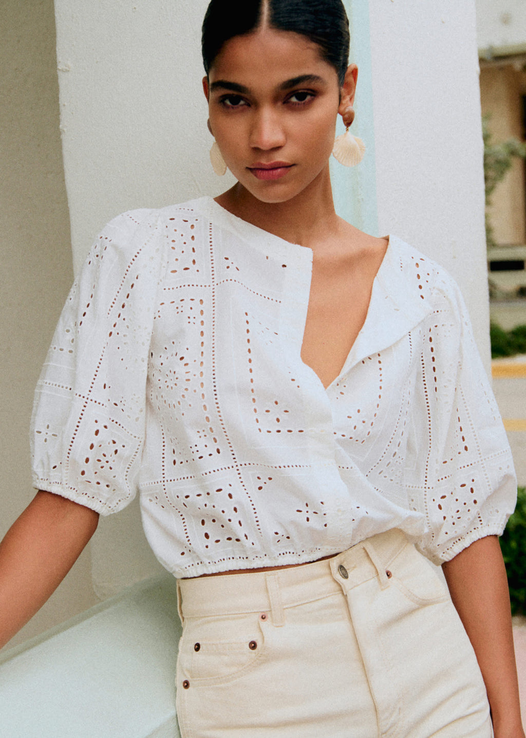 Blouse Lipa - Broderie Unie Hankie Ecru