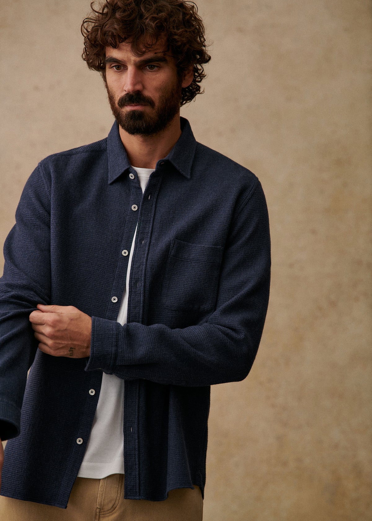 Chemise Lars Waffle - Bleu Chiné