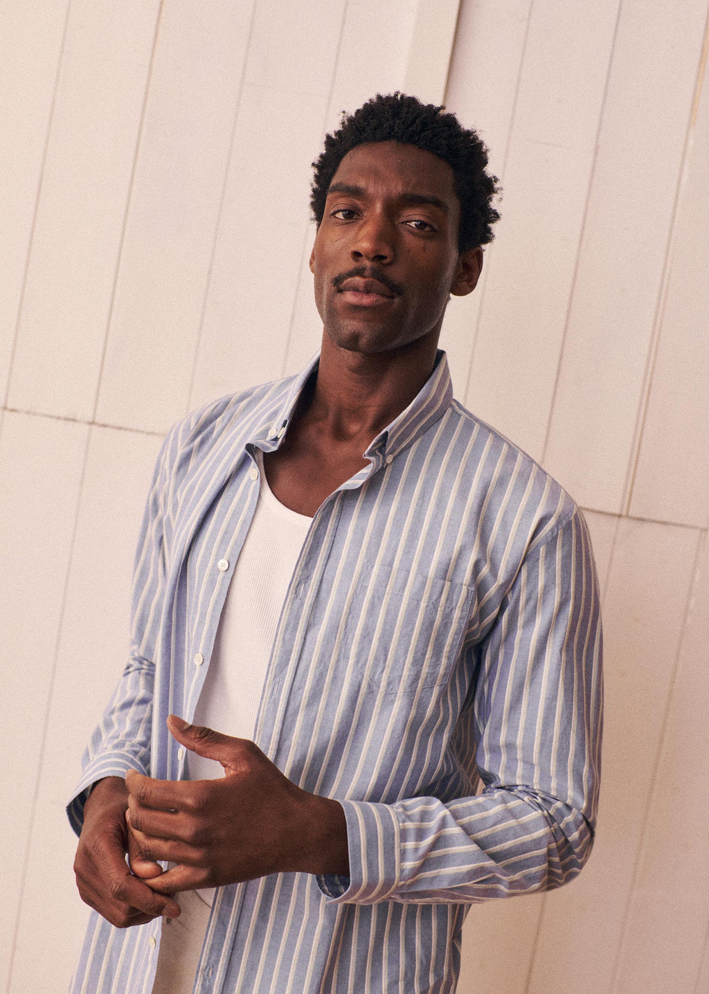 Chemise Charlie - Bleu Rayures Vert / Blanc