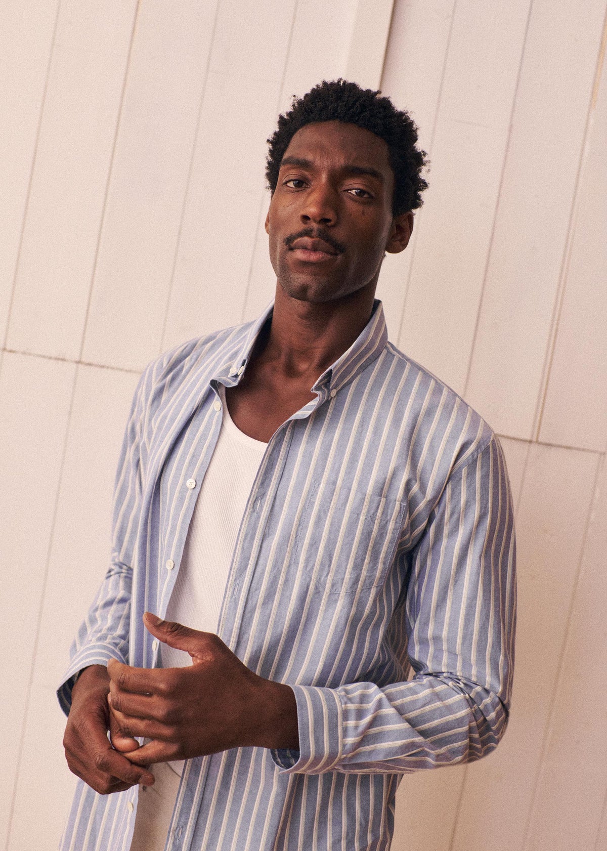 Chemise Charlie - Bleu Rayures Vert / Blanc