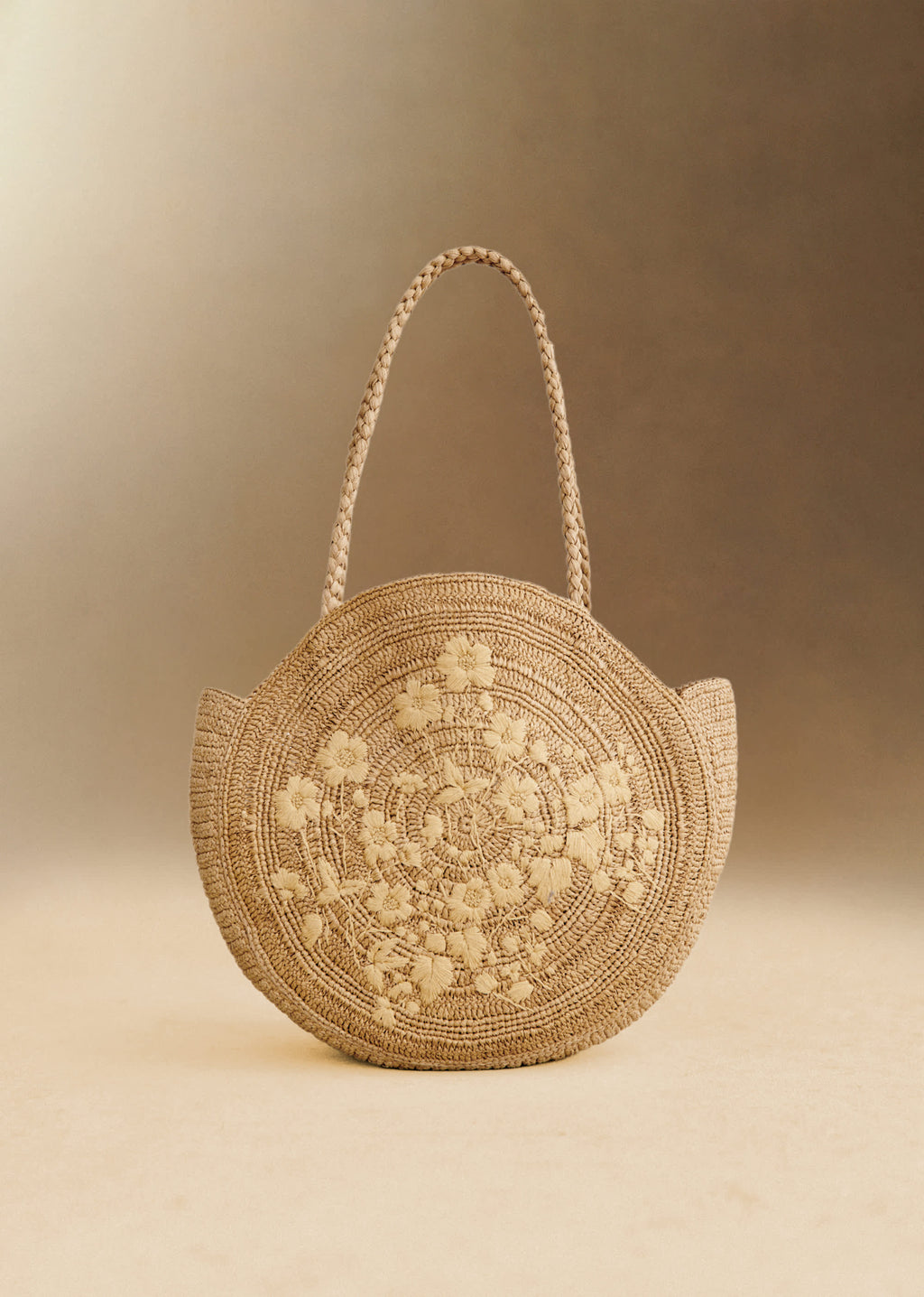 Panier June - Naturel Foncé Broderie Fleurs
