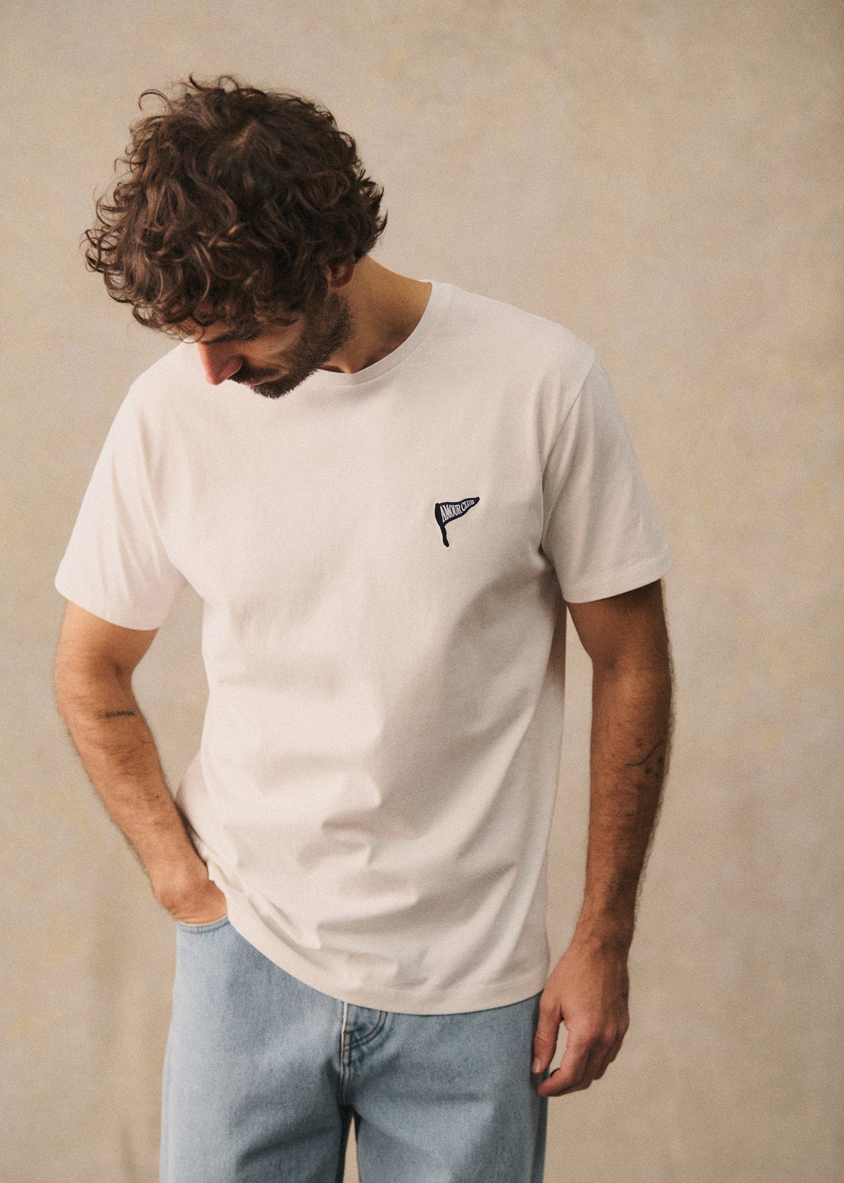 T-Shirt Coeur Amour Club - Blanc / Marine