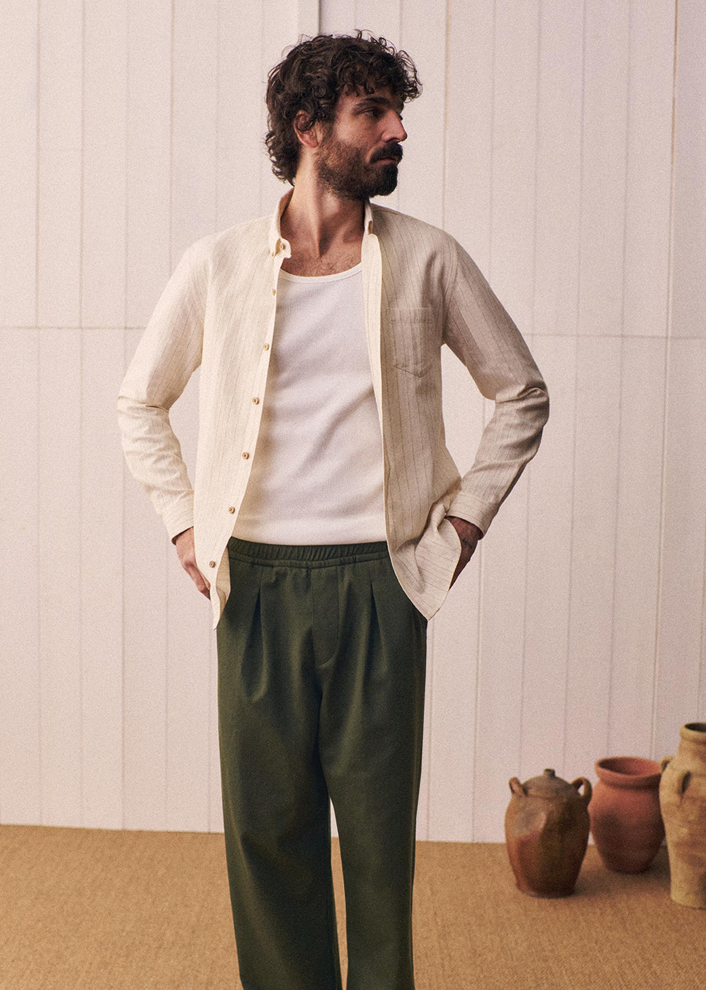 Chemise Charlie - Écru Rayures Beiges