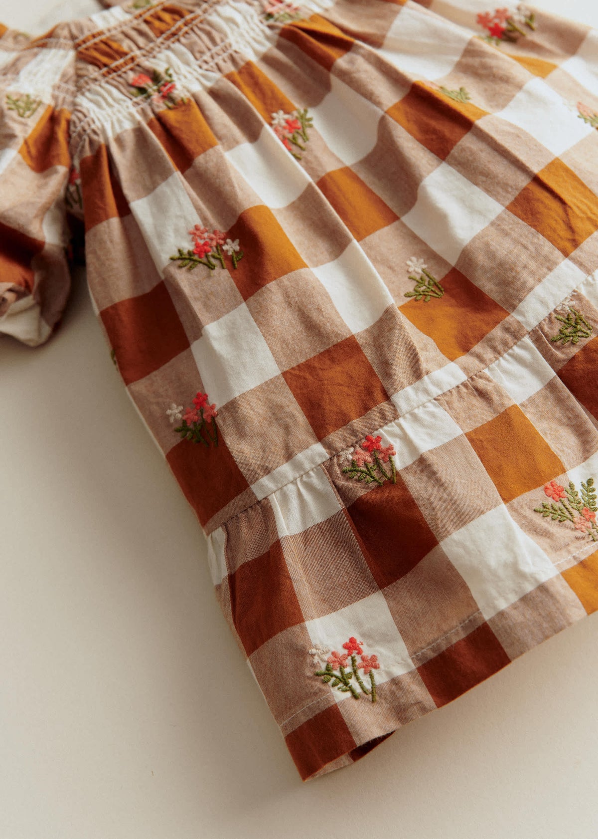 Robe Lucinda - Maxi Vichy Caramel / Ecru
