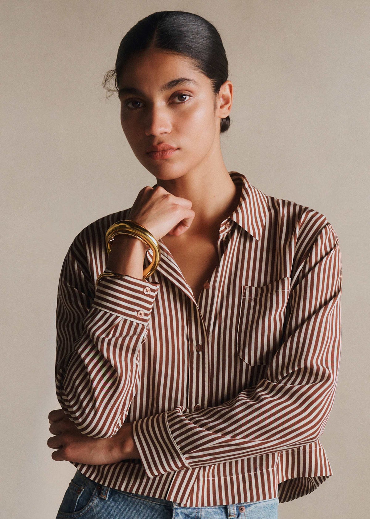 Chemise Maella - Rayures Marron Ecru