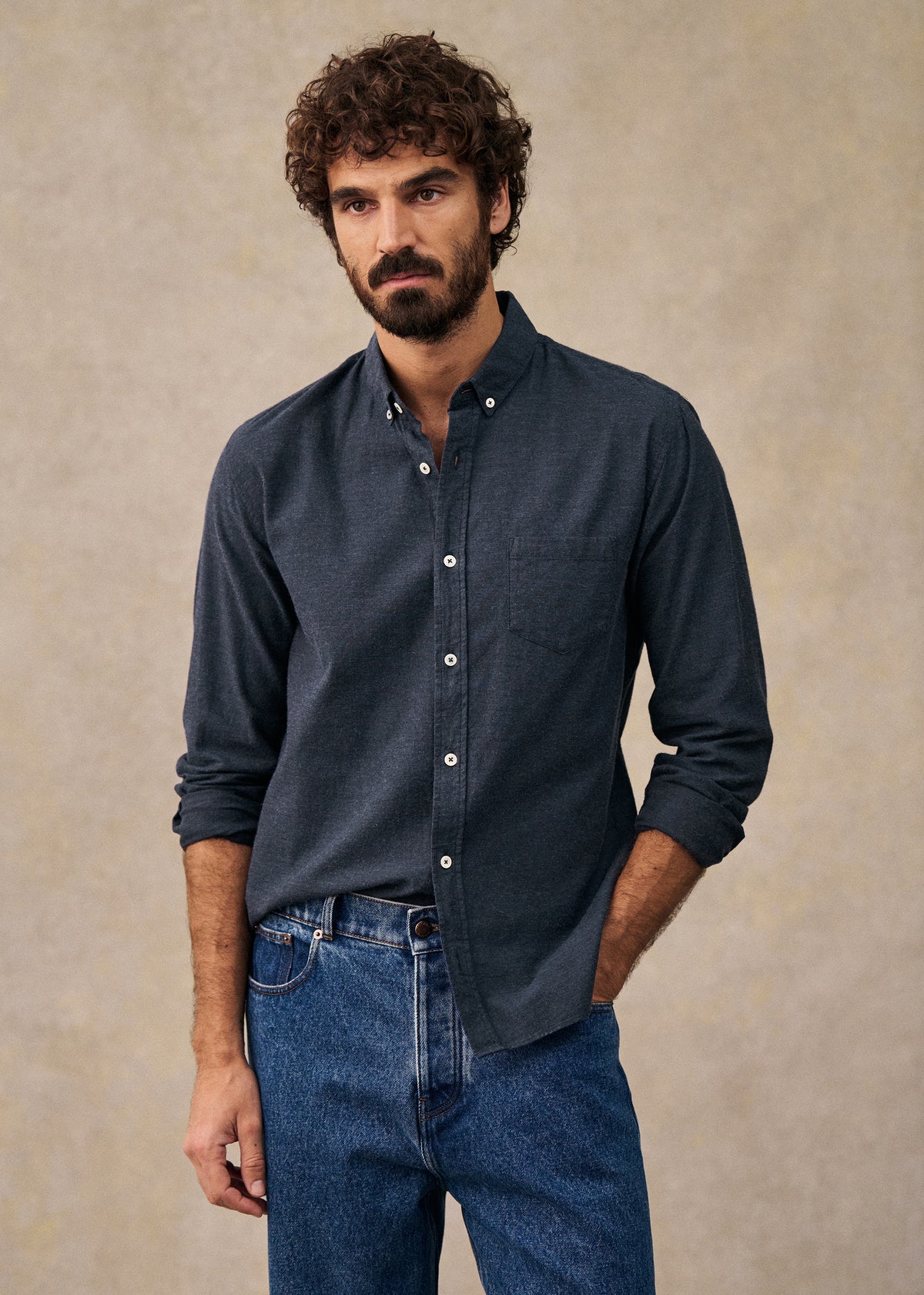 Chemise Charlie Flanelle - Bleu Chiné