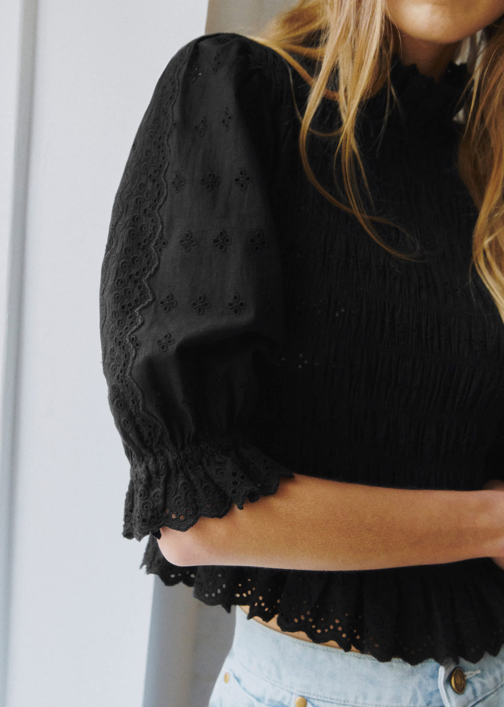 Blouse Neal - Sézane x SEA NY - Broderie Unie Noire