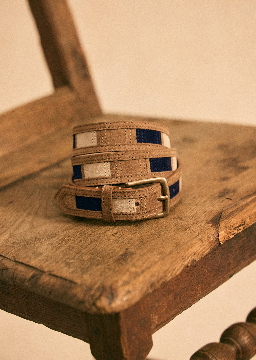 Ceinture Sidney Patchwork - Marine / Camel / Beige