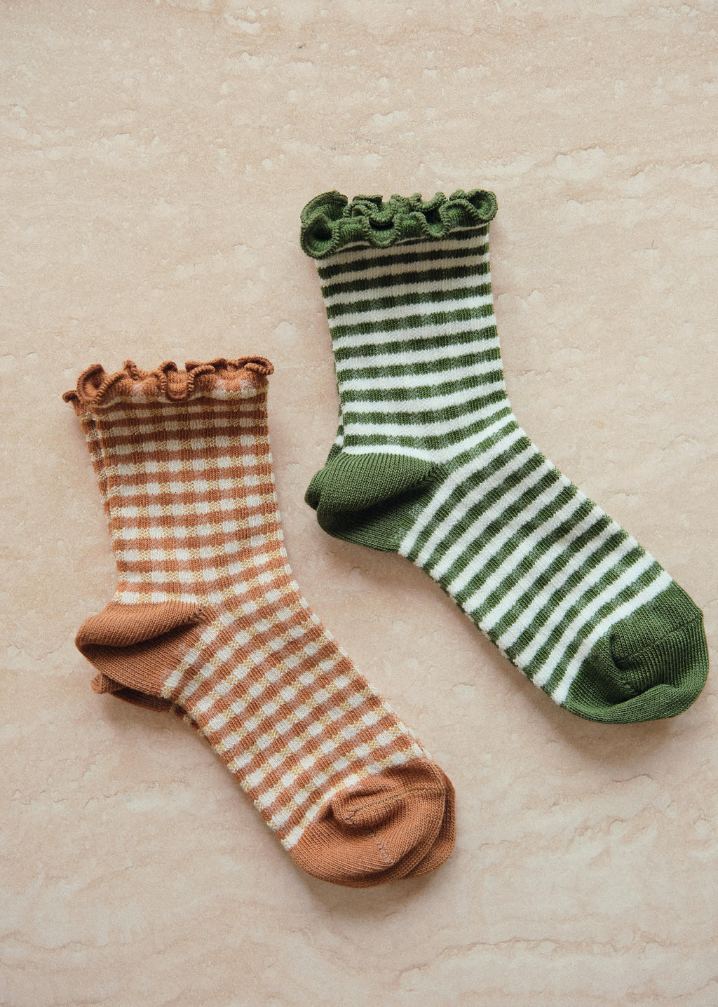 Chaussettes Vichy - Vichy Marron Ecru