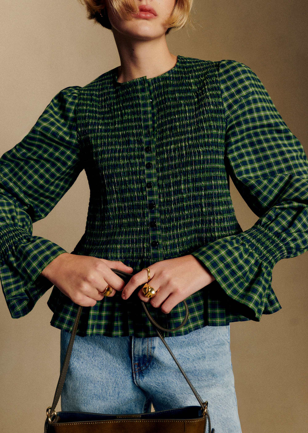 Chemise Deidra - Carreaux Bleu Et Vert - Création Rose