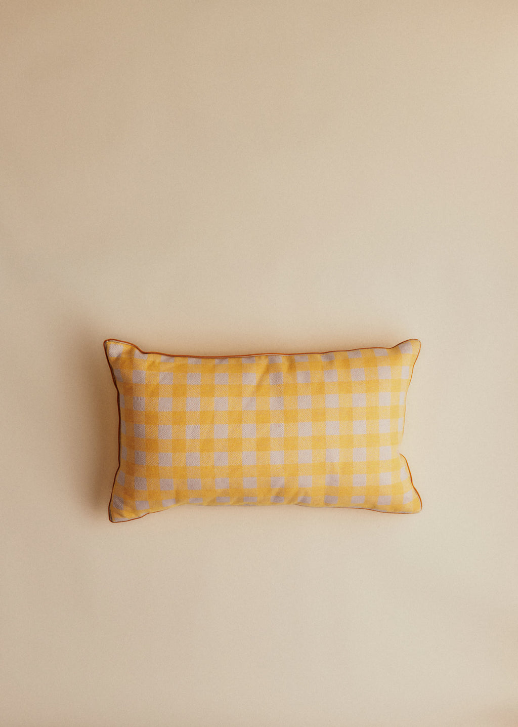 Coussin Tissé Vichy - Petit modèle - Jaune