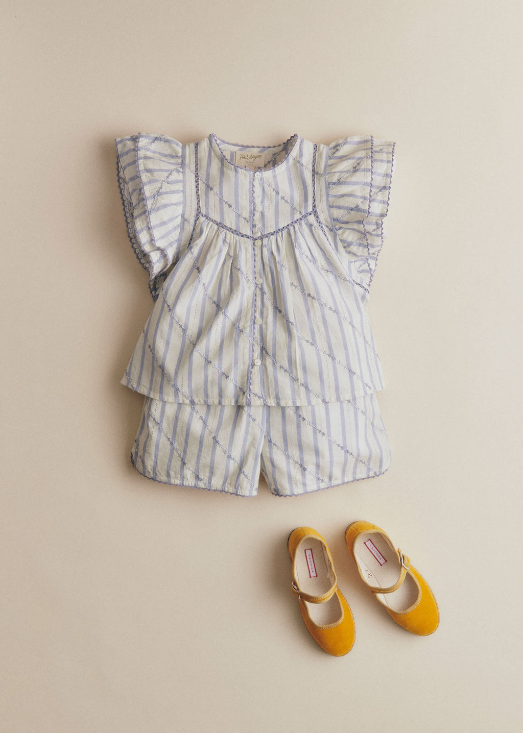 Chemise Tallulah - Rayures Lavande Broderie