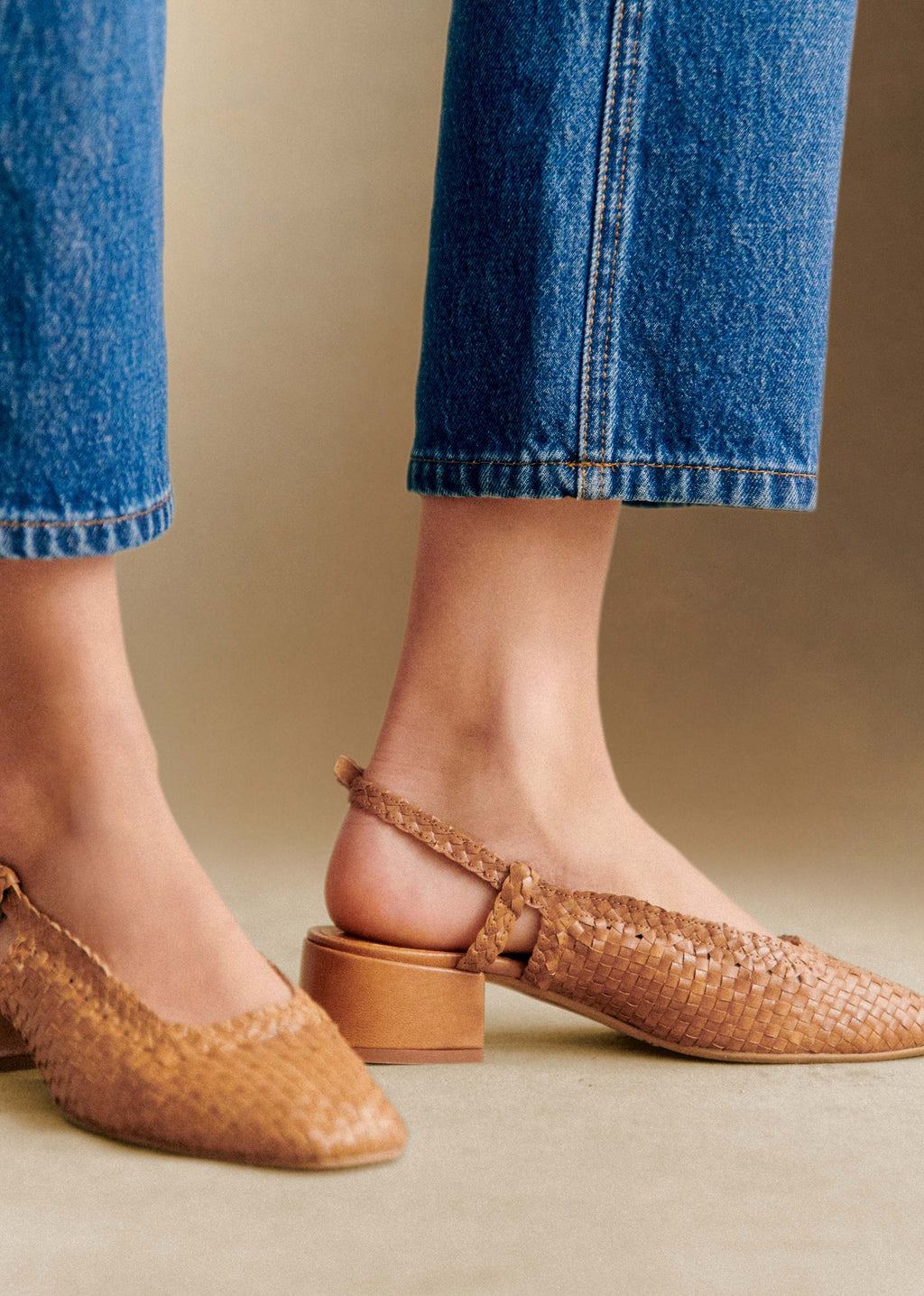 Escarpins Noemie - Cuir Tressé Naturel Héritage