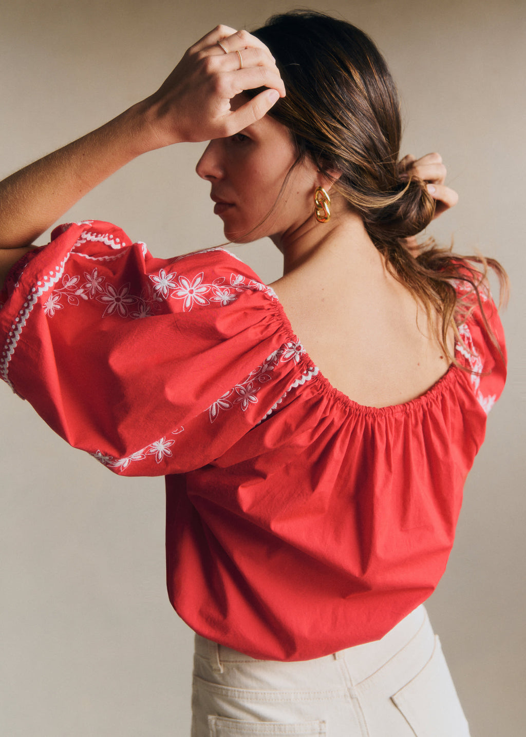 Chemise Camelia - Écru Fond Rouge