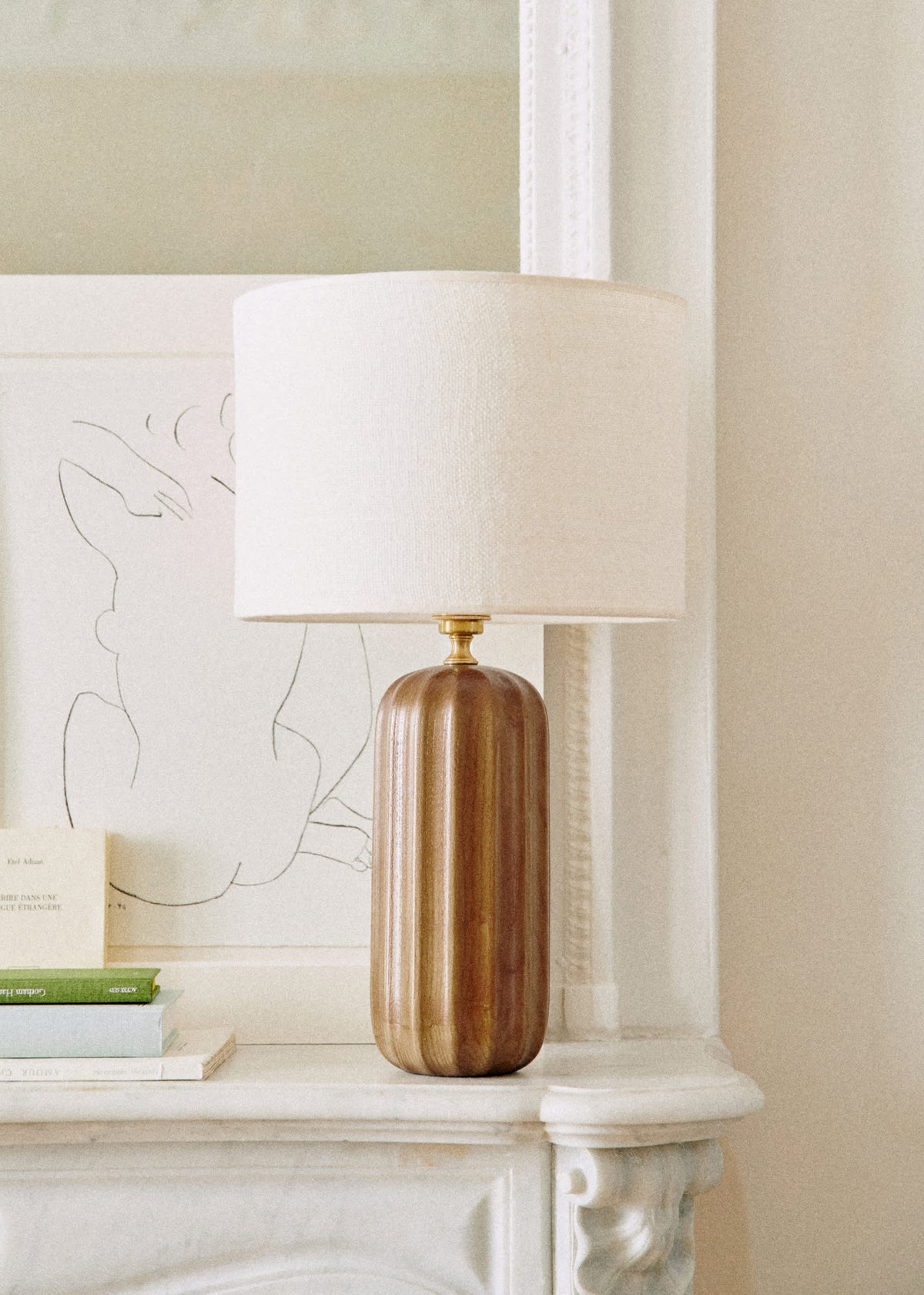 Lampe Traviata - Bois - Abat-jour Dolce - Jute Écru
