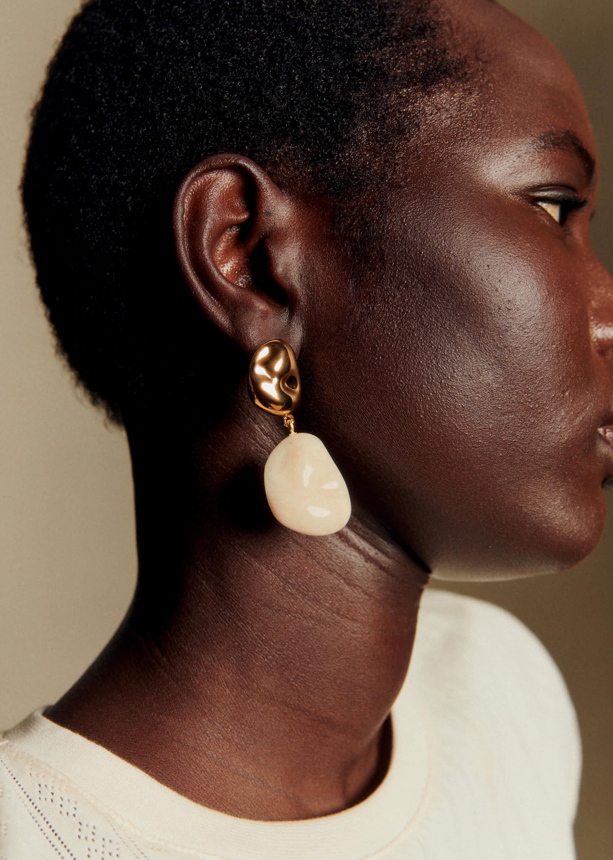 Boucles d'oreilles Solene - Ecru Doré