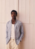 Chemise Charlie - Bleu Rayures Vert / Blanc
