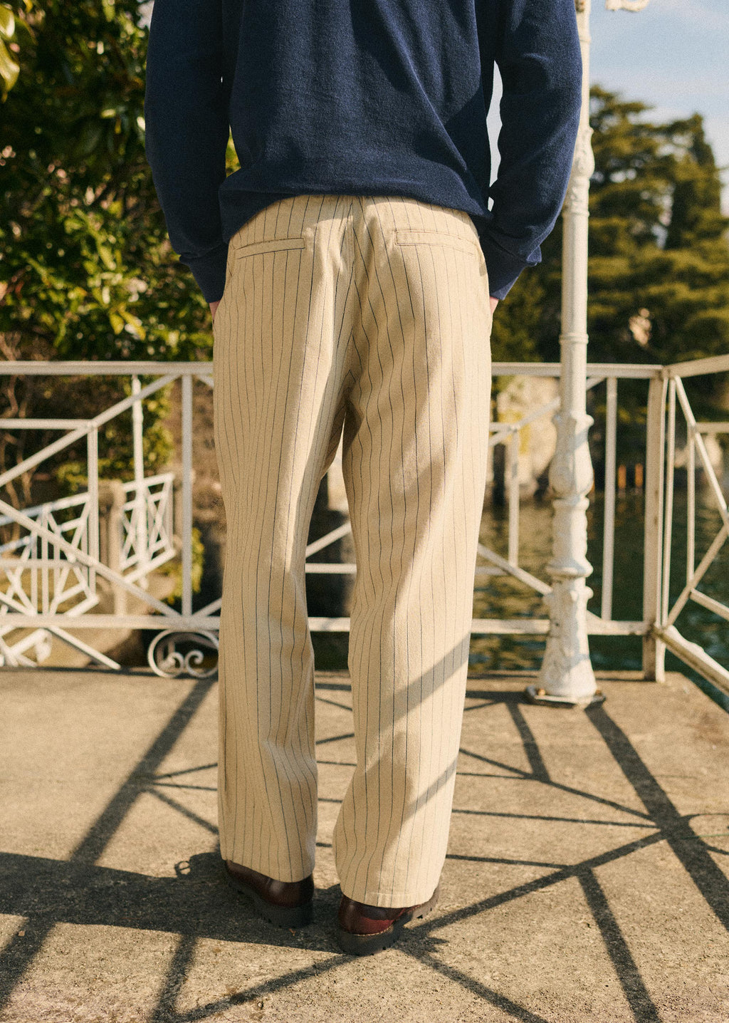 Pantalon Melor - Beige Rayure Marine