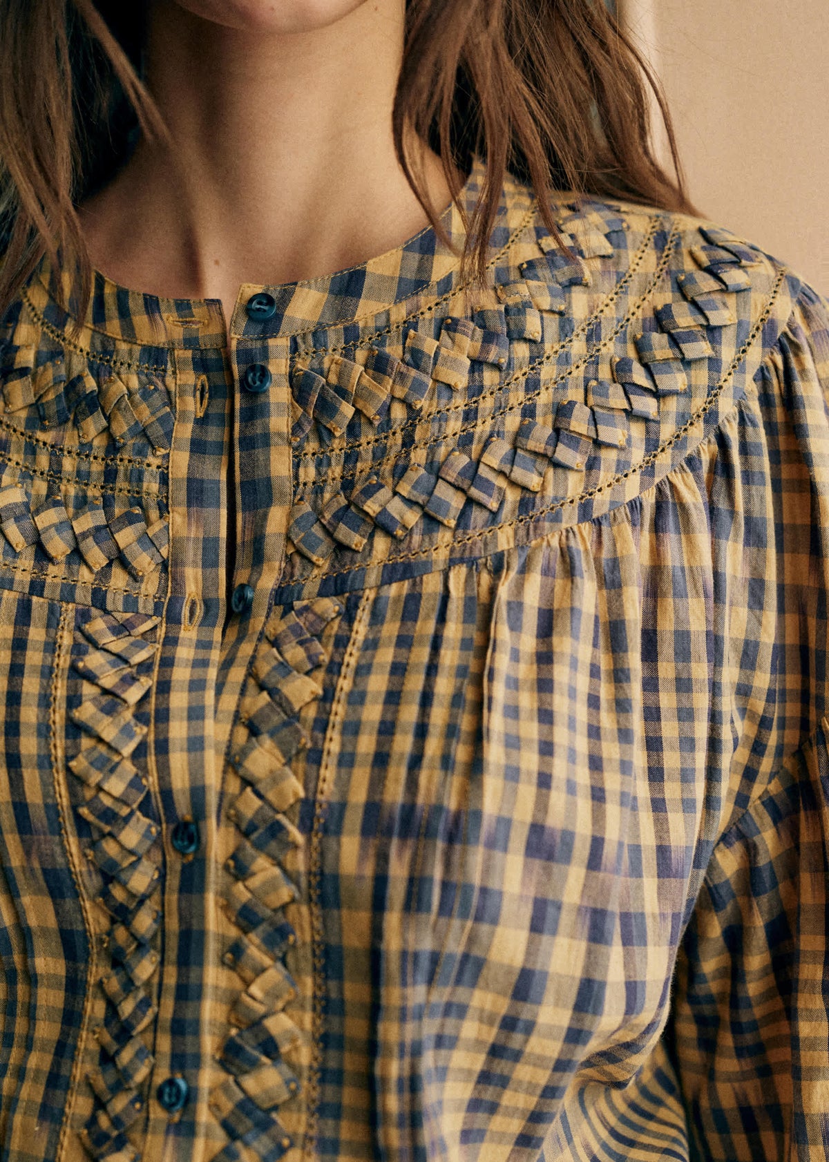 Chemise Orla - Carreaux Ocre Bleu