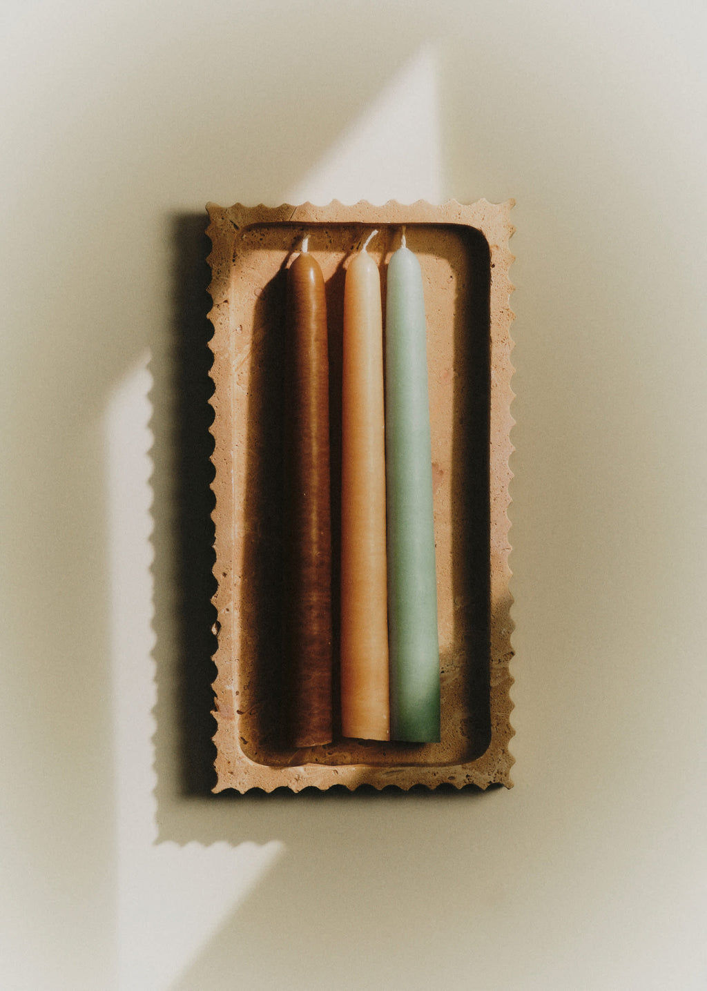 Coffret de 6 chandelles - Écru, Céladon, Caramel