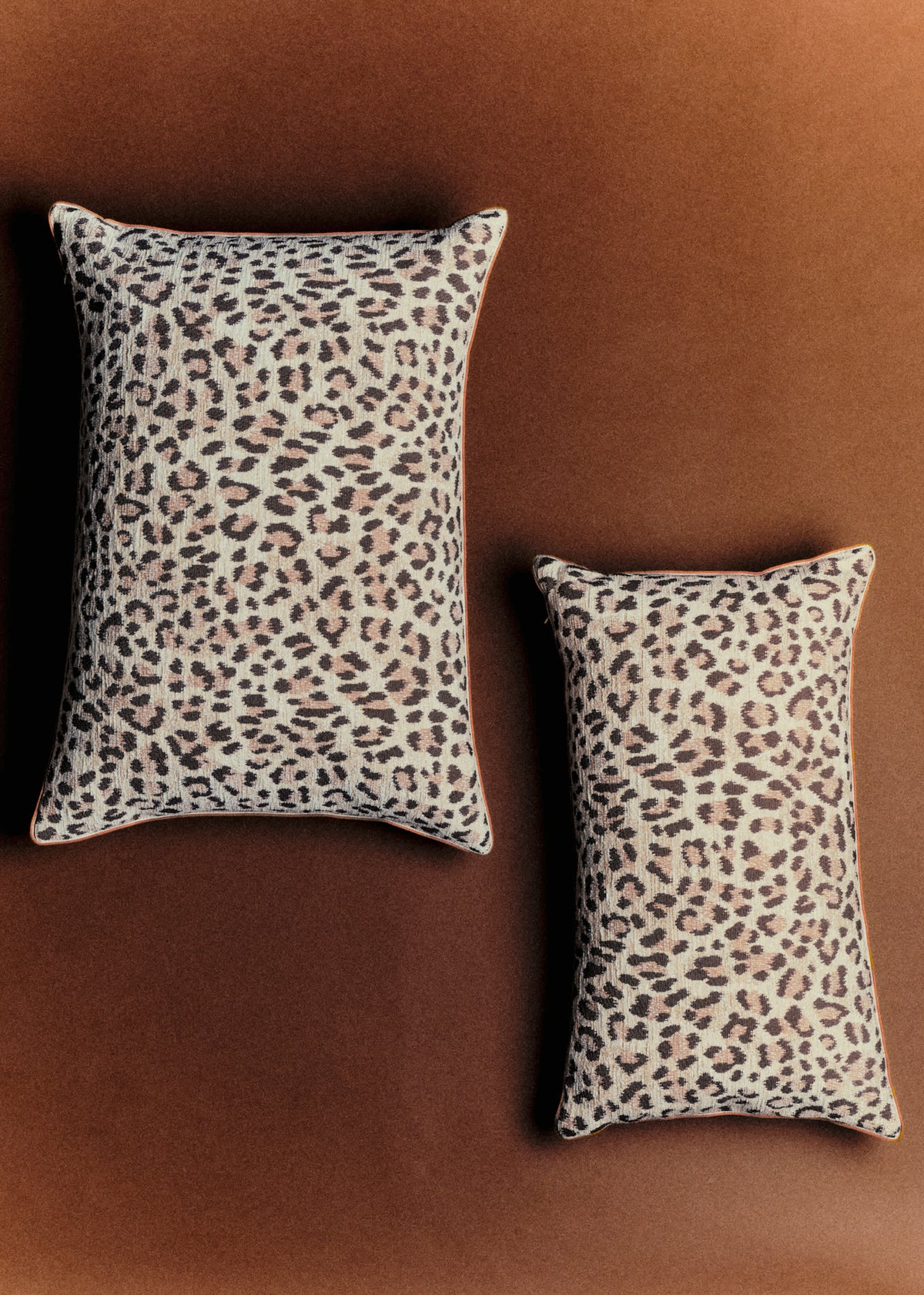 Coussin Jacquard - Petit modèle - Léopard Écru et Café