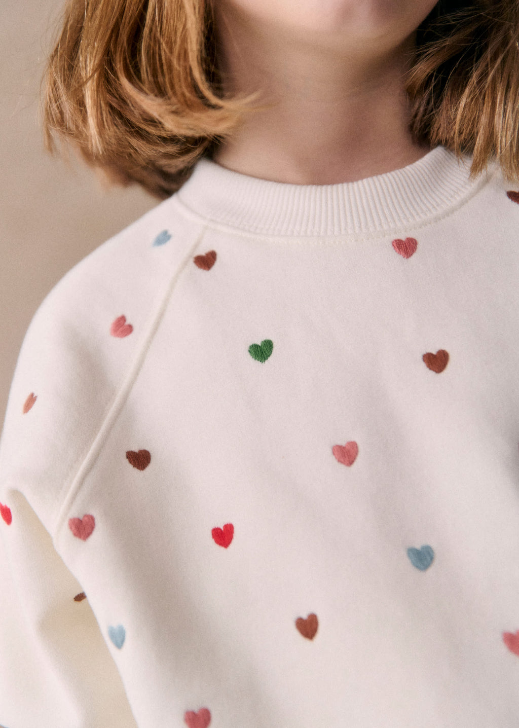 Sweat-Shirt Tommy - Ecru / Coeurs Multico