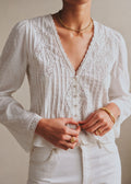 Chemise Lucienne - Broderie Contrastée Écrue