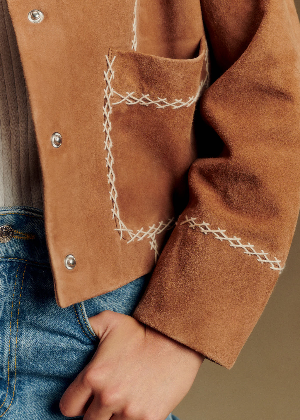 Veste Giuseppe - Camel Croisillons Ecru