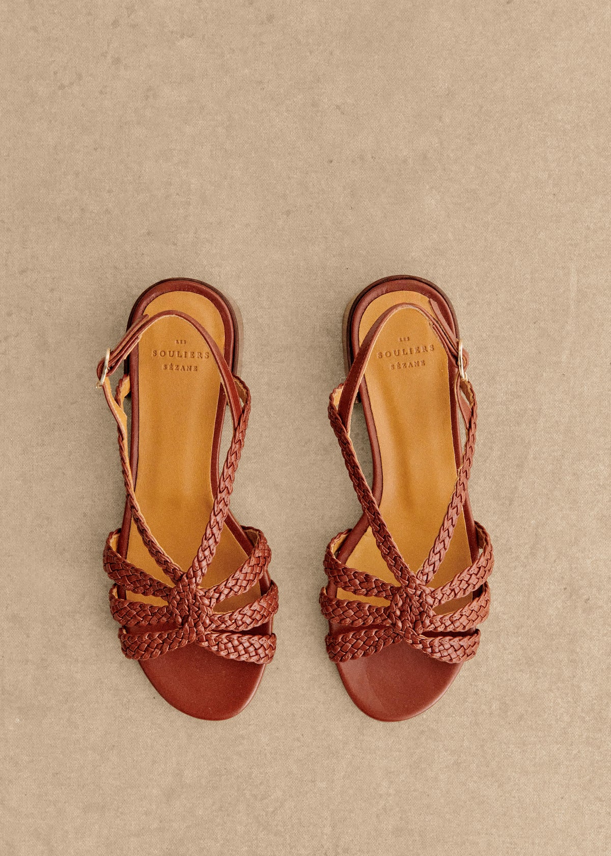 Sandales Low Rosa - Cuir Naturel Lisse Tressé