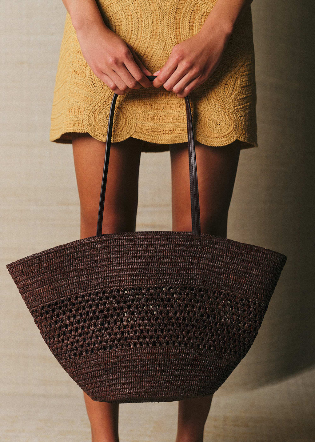 Panier Maia - Raphia Choco Ajouré