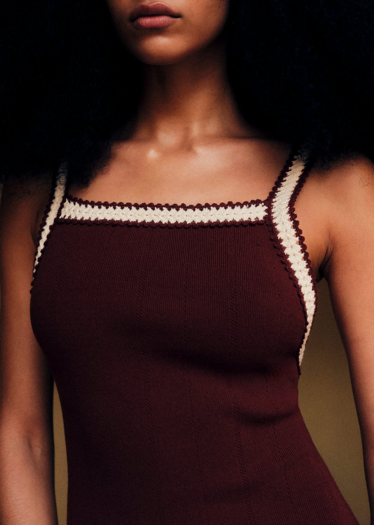 Robe Mona - Chocolat Détails Ecru