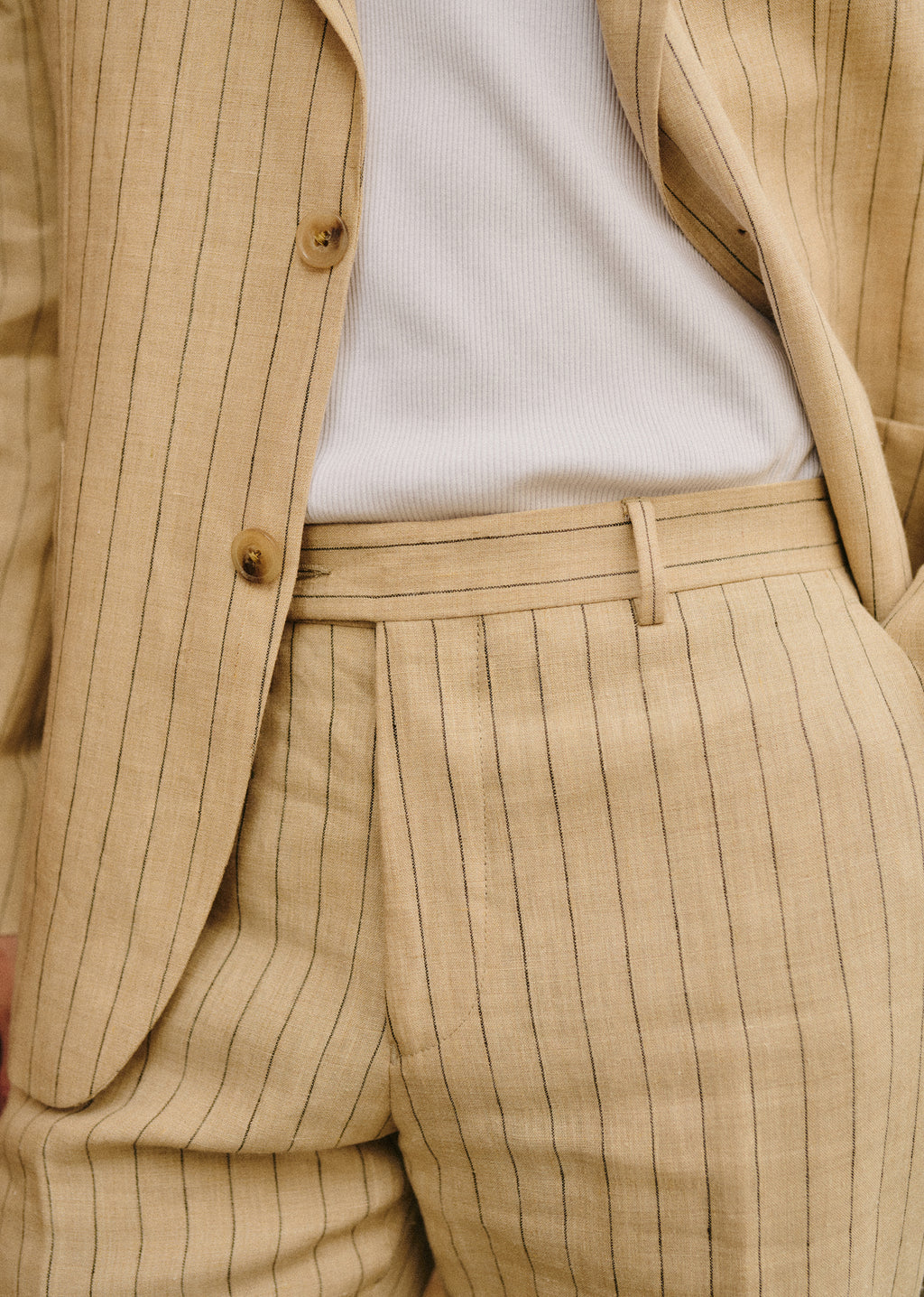 Pantalon Kale - Beige Rayures Fines Marron