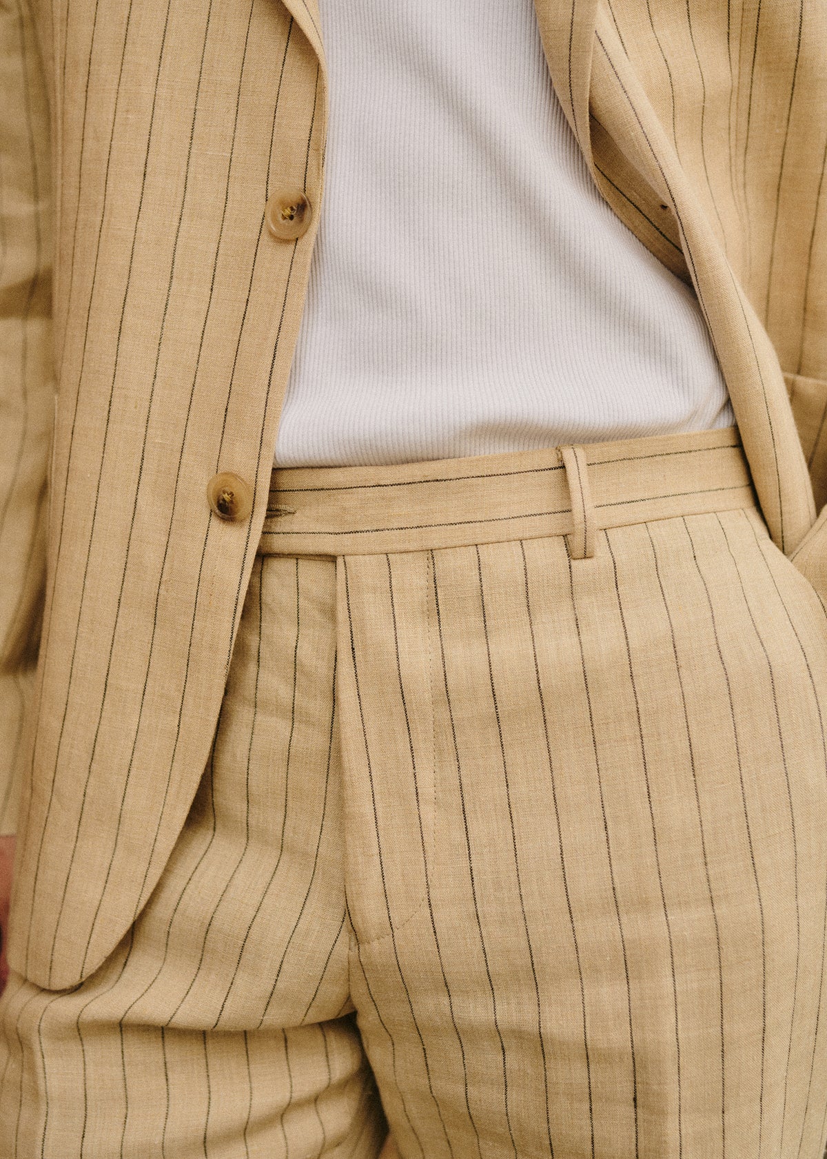 Pantalon Kale - Beige Rayures Fines Marron