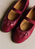 Ballerines Low Amélie - Cerise Lisse Plissé Élastique