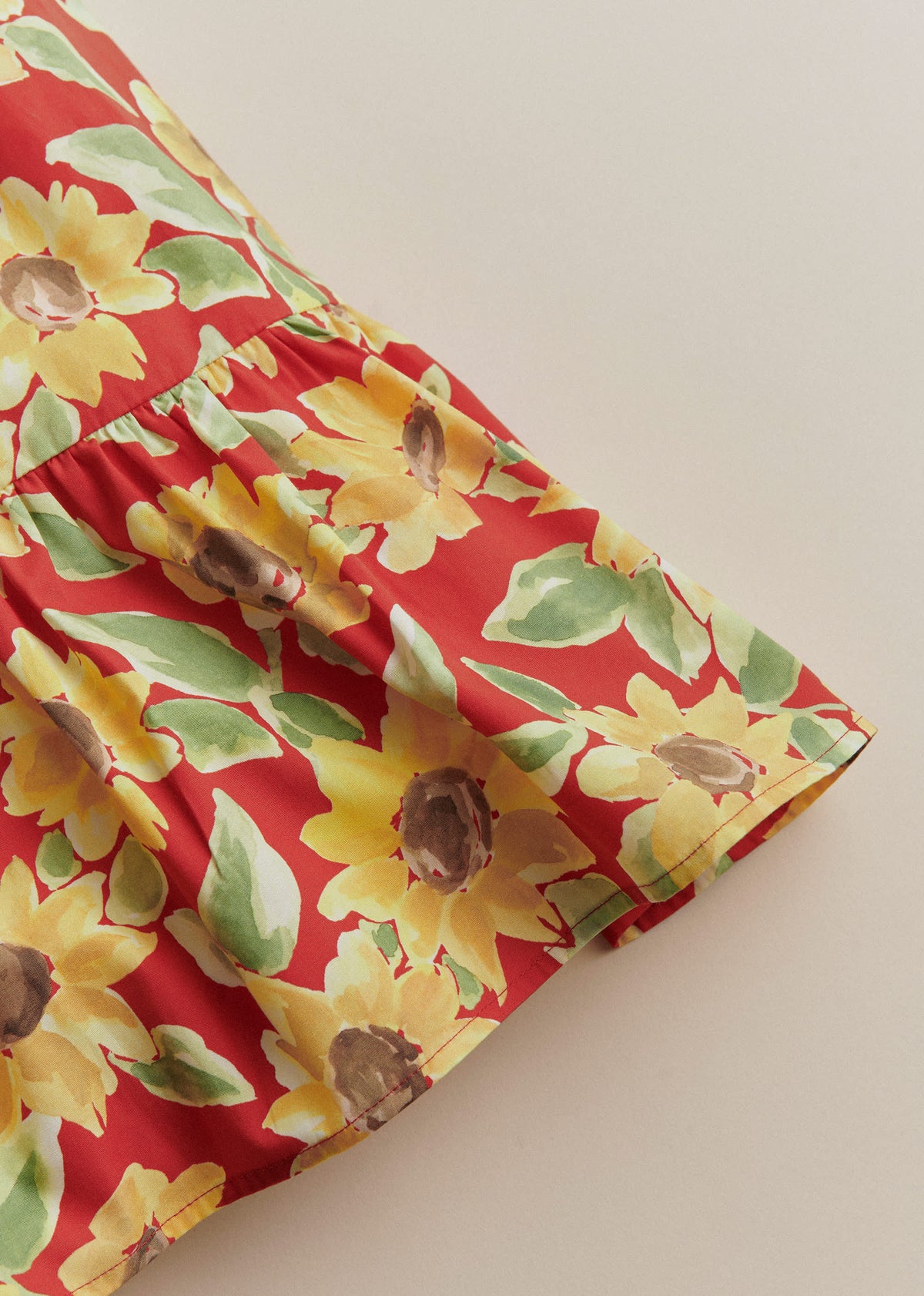 Robe Martha - Imprimé Tournesols Rouge