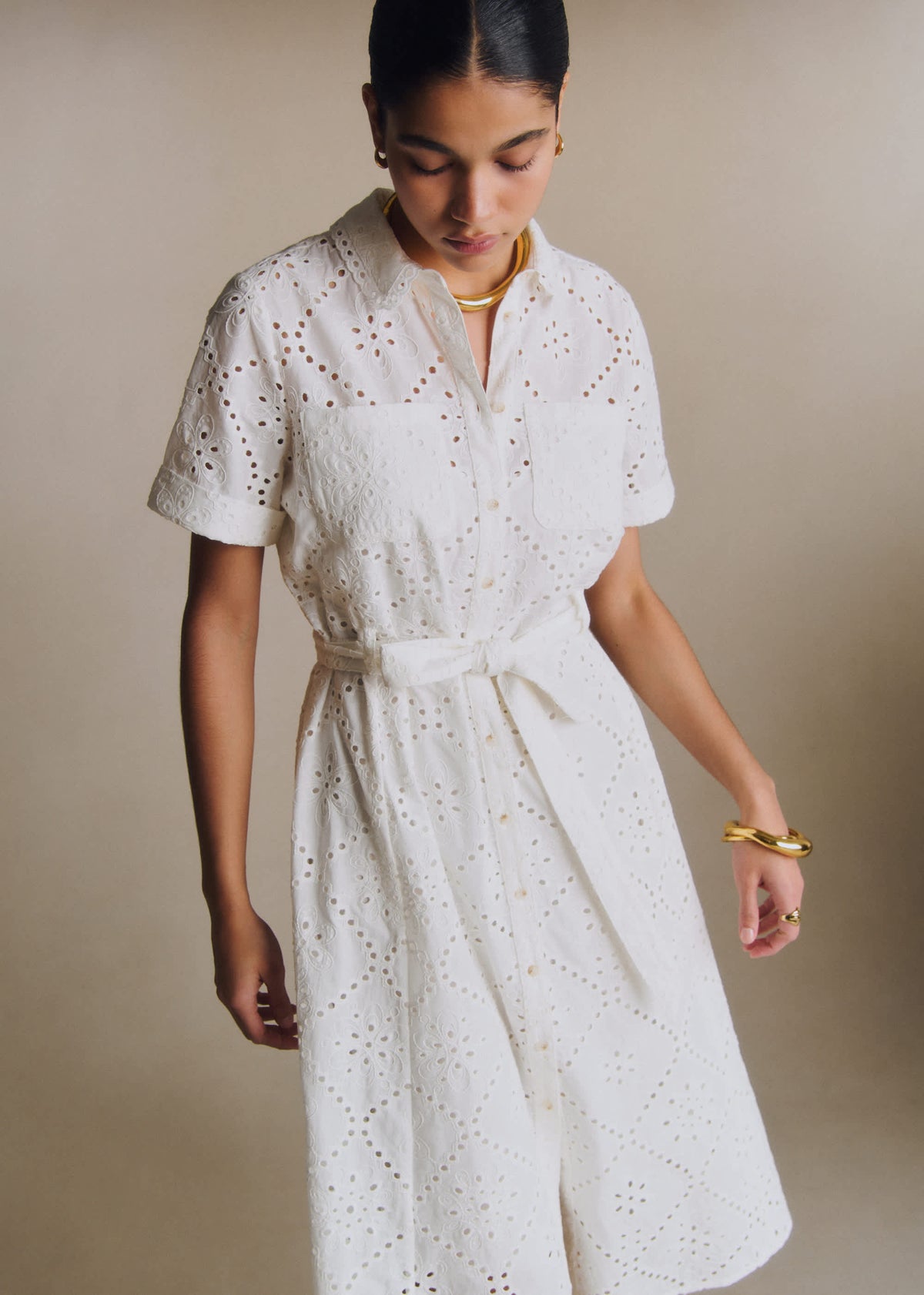 Robe Adèle - Broderie Unie Volute Écru