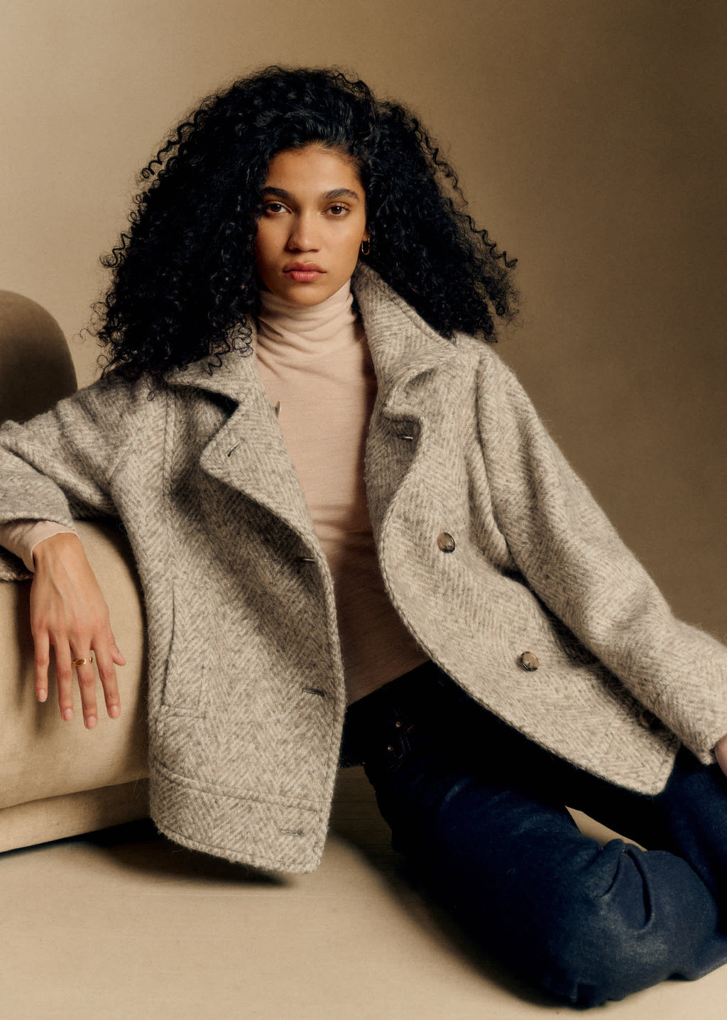 Manteau Charly - Chevrons Beige clair