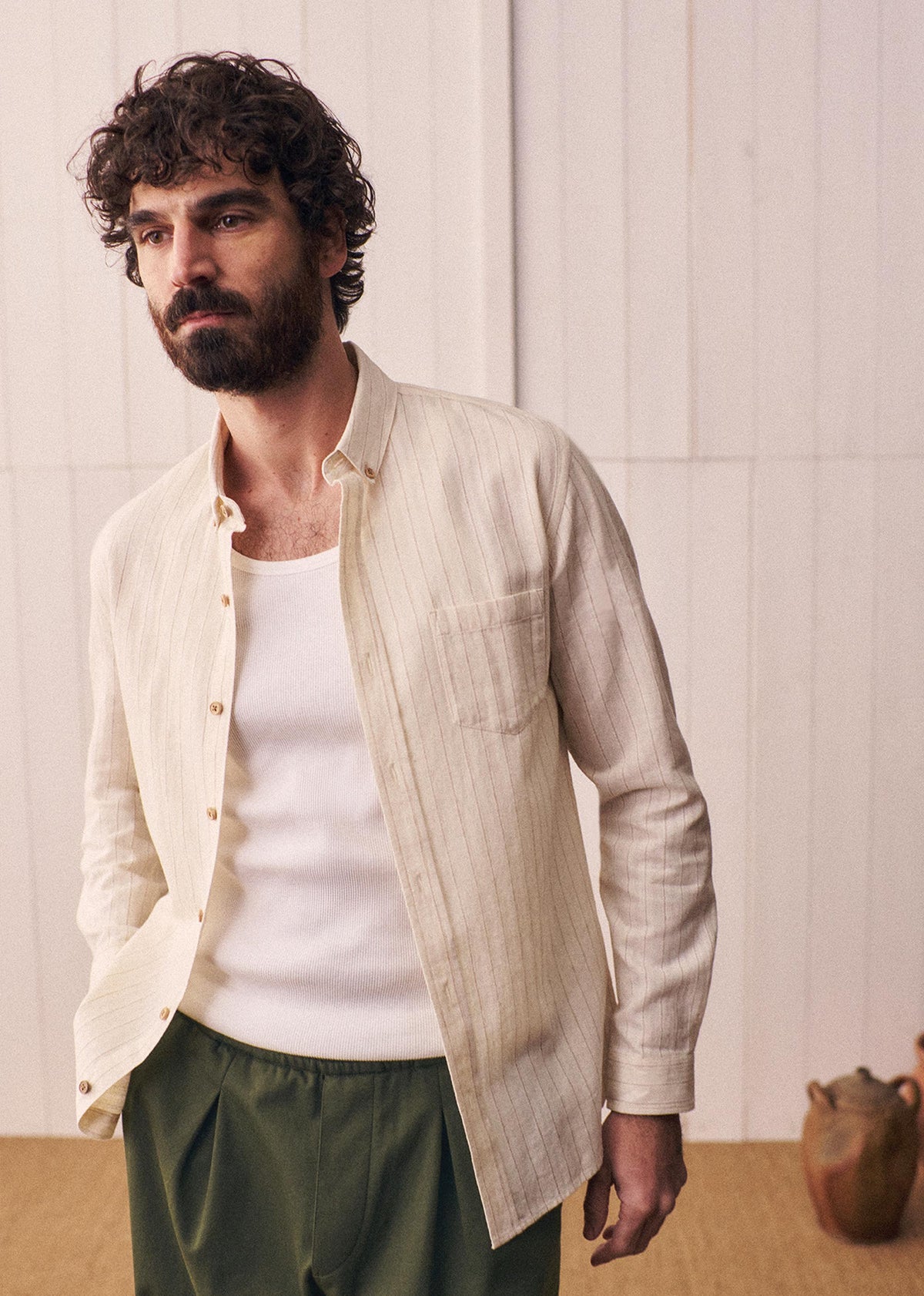 Chemise Charlie - Écru Rayures Beiges