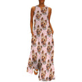 Robe longue maxi d'été pour femme, sans manches, à bretelles, avec un adorable motif de Yorkshire.