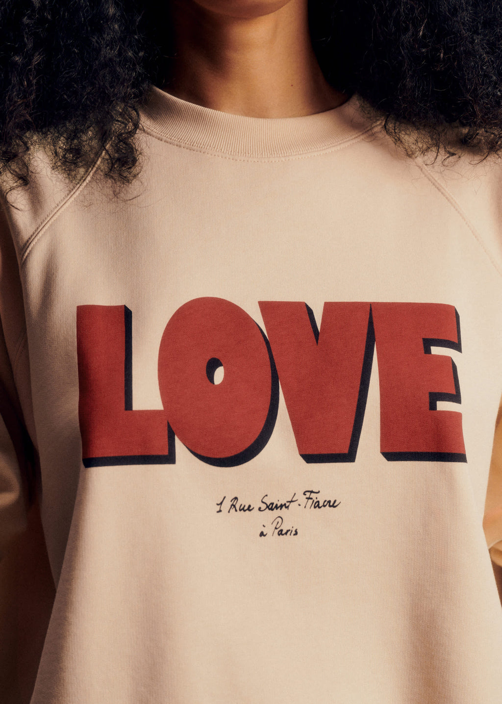 Sweat-Shirt Love - Crème / Rouge