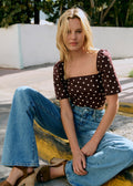 Blouse Manuella - Imprimé Pois Ecru Fond Terre