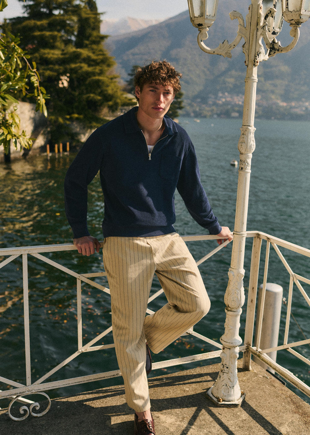 Pantalon Melor - Beige Rayure Marine