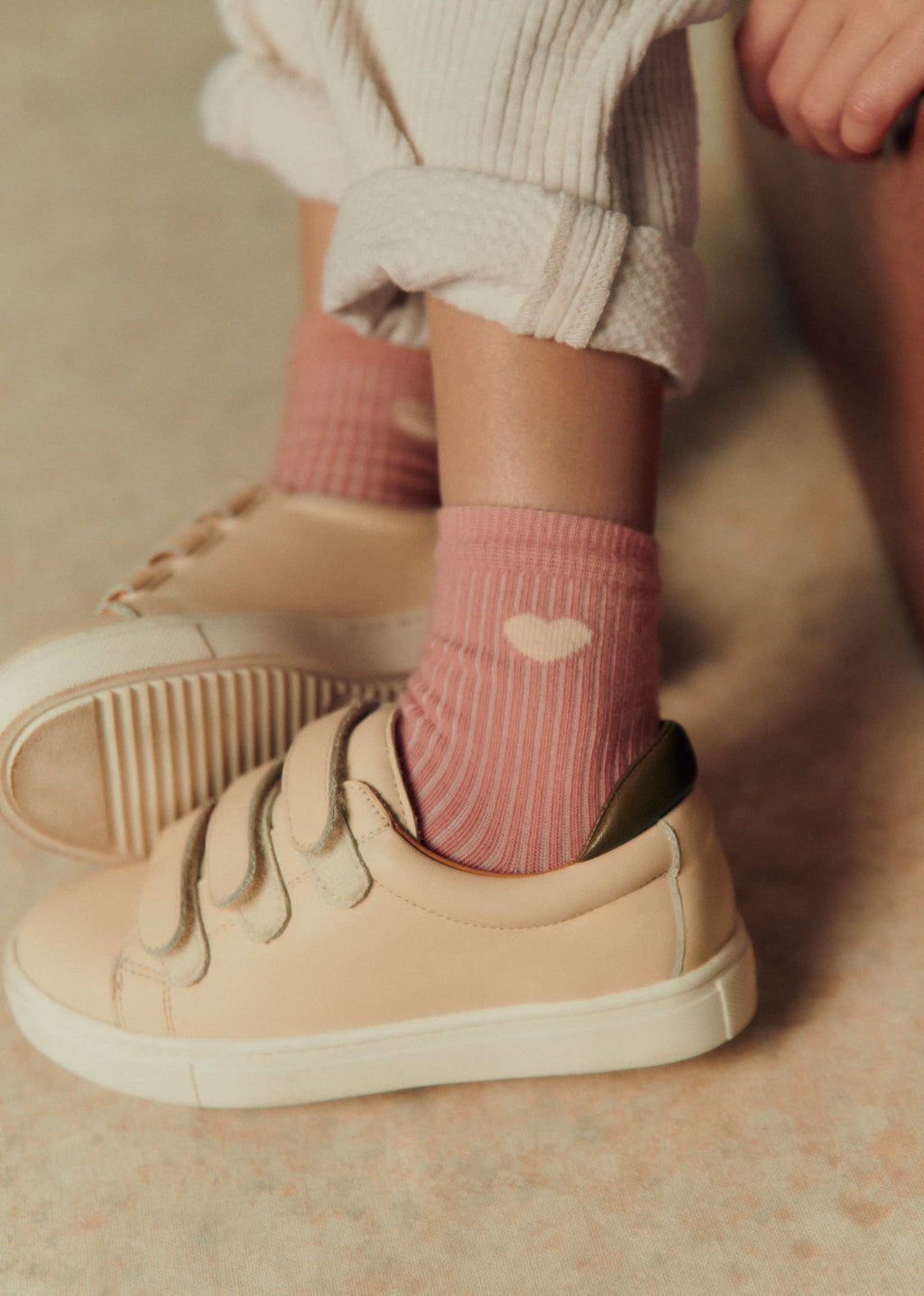 Lot de 2 chaussettes Coeurs - Rose Coeur / Beige Chiné Coeur