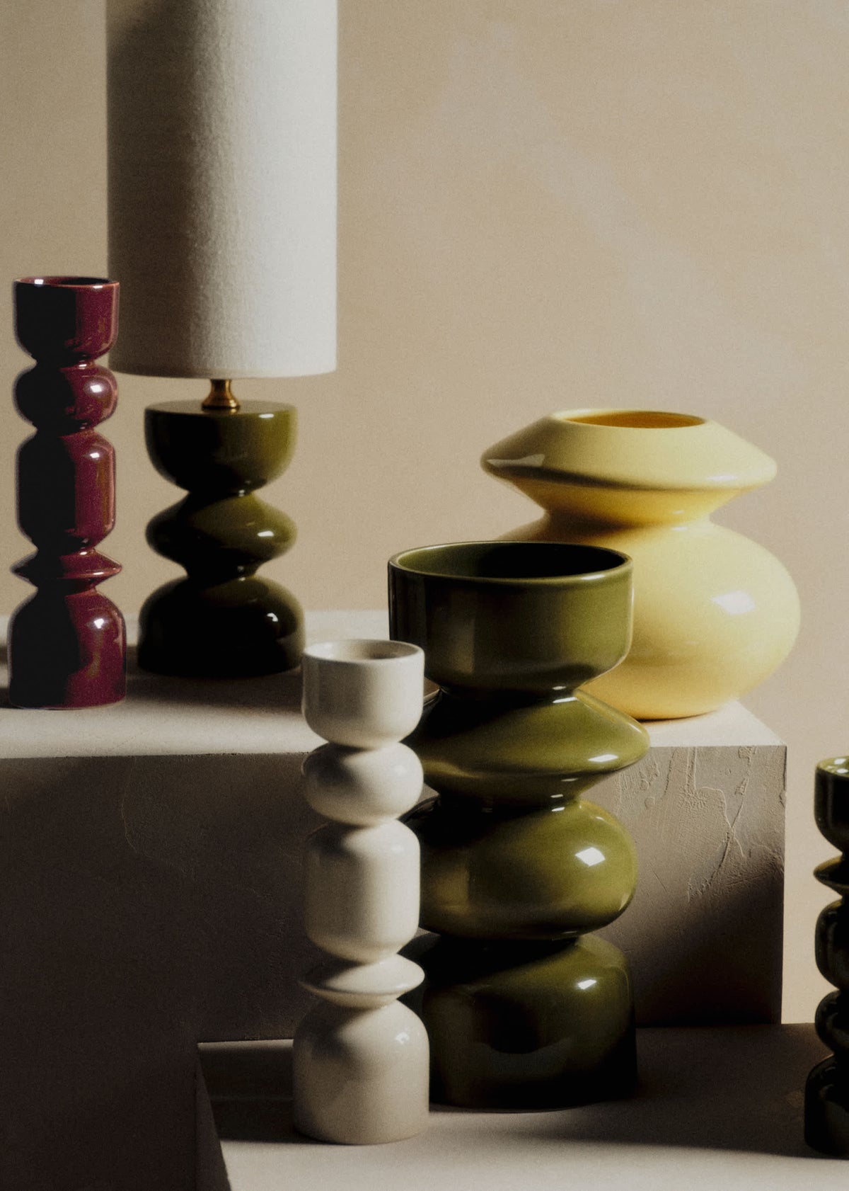 Coffret bougeoirs Romie Objetti - Vert Petit Modèle et Terracotta Grand Modèle