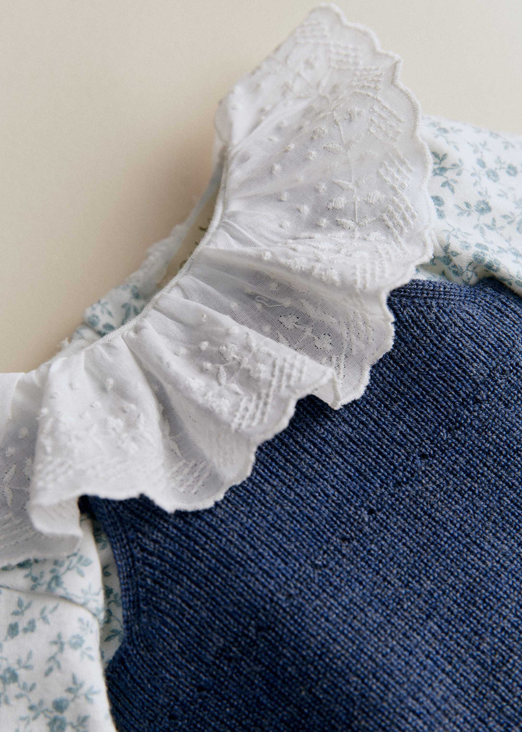 Combinaison Maille Poussin - Bleu Chiné