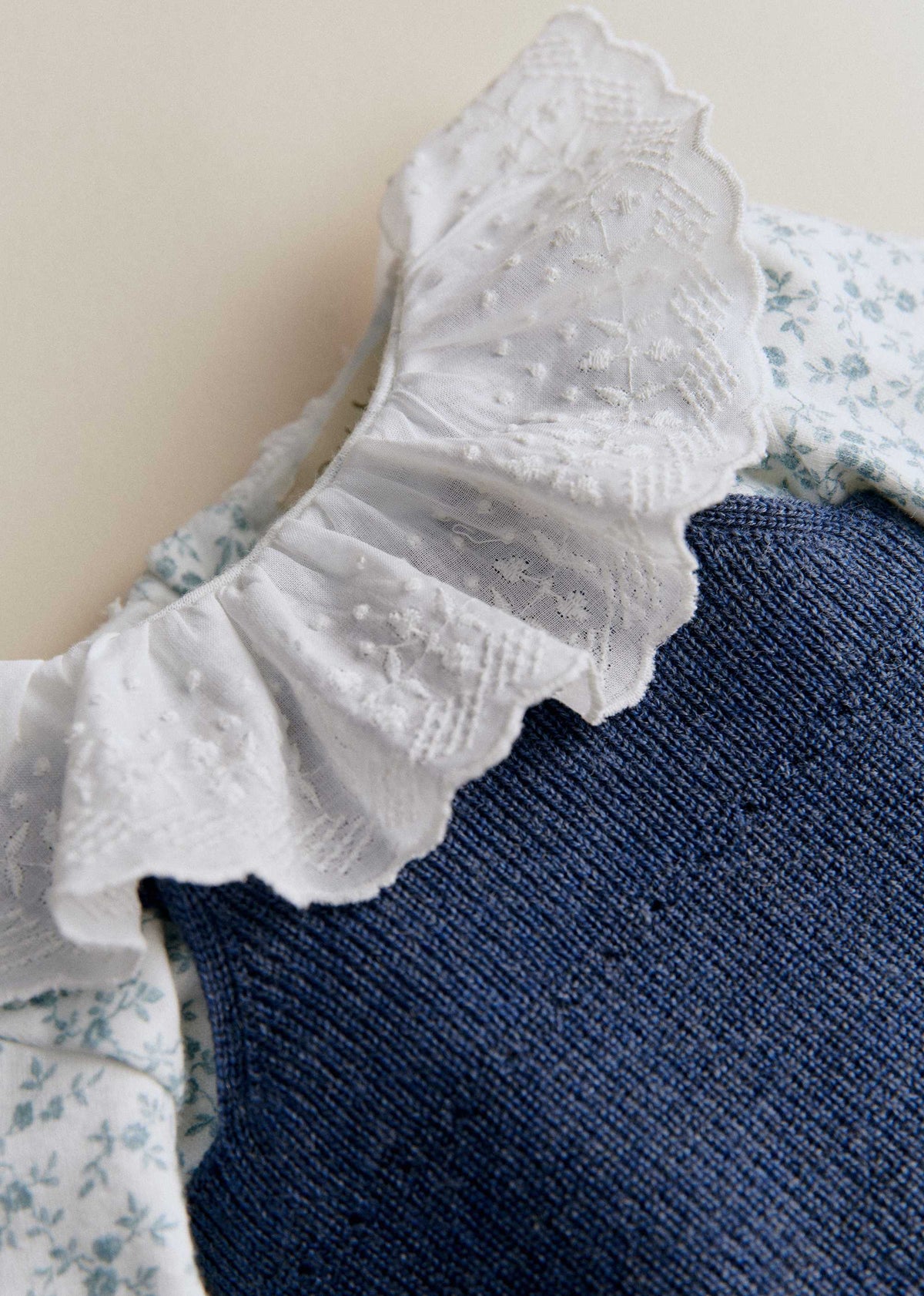 Combinaison Maille Poussin - Bleu Chiné
