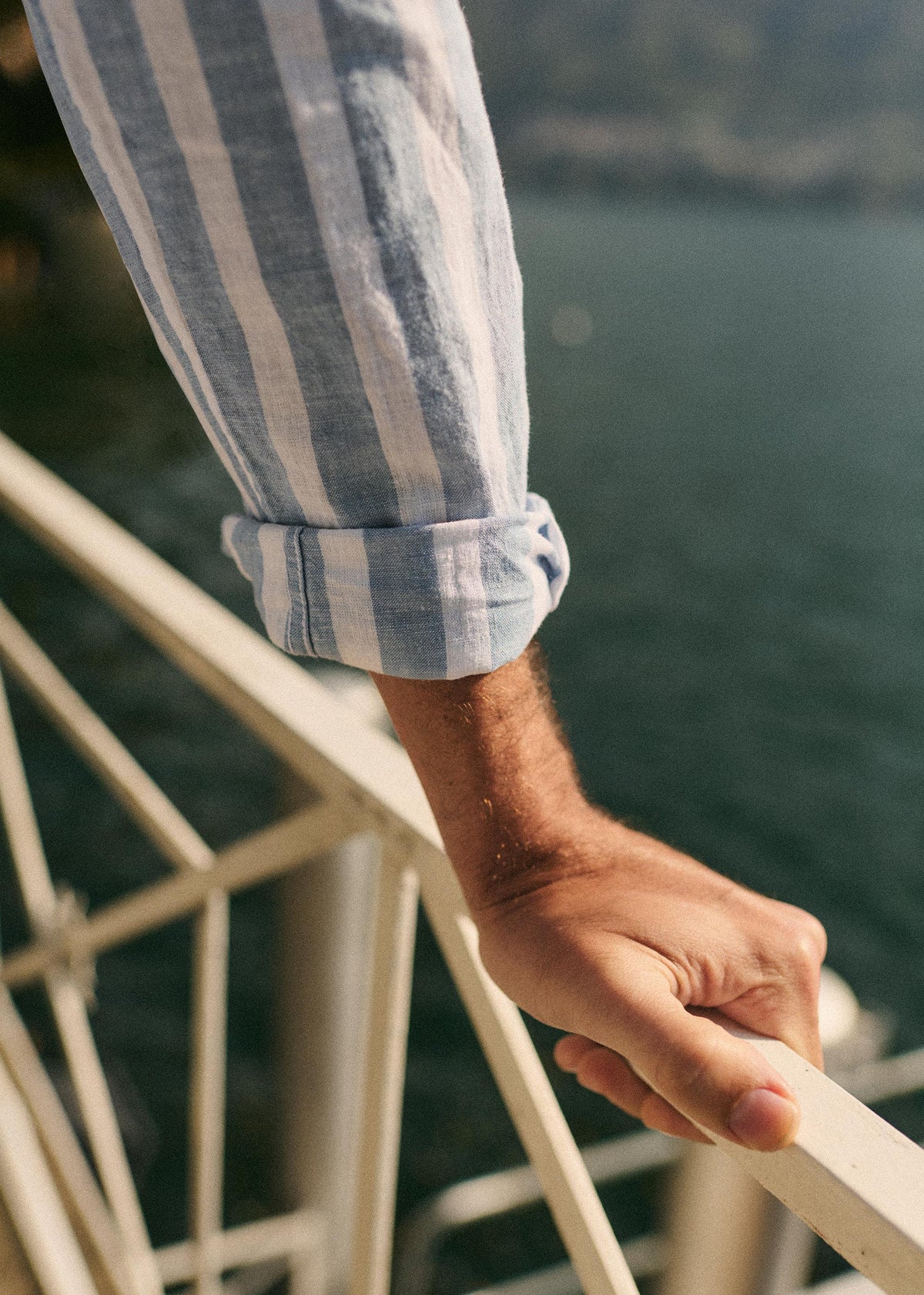 Chemise Charlie Coton Lin - Larges Rayures Bleu / Blanc
