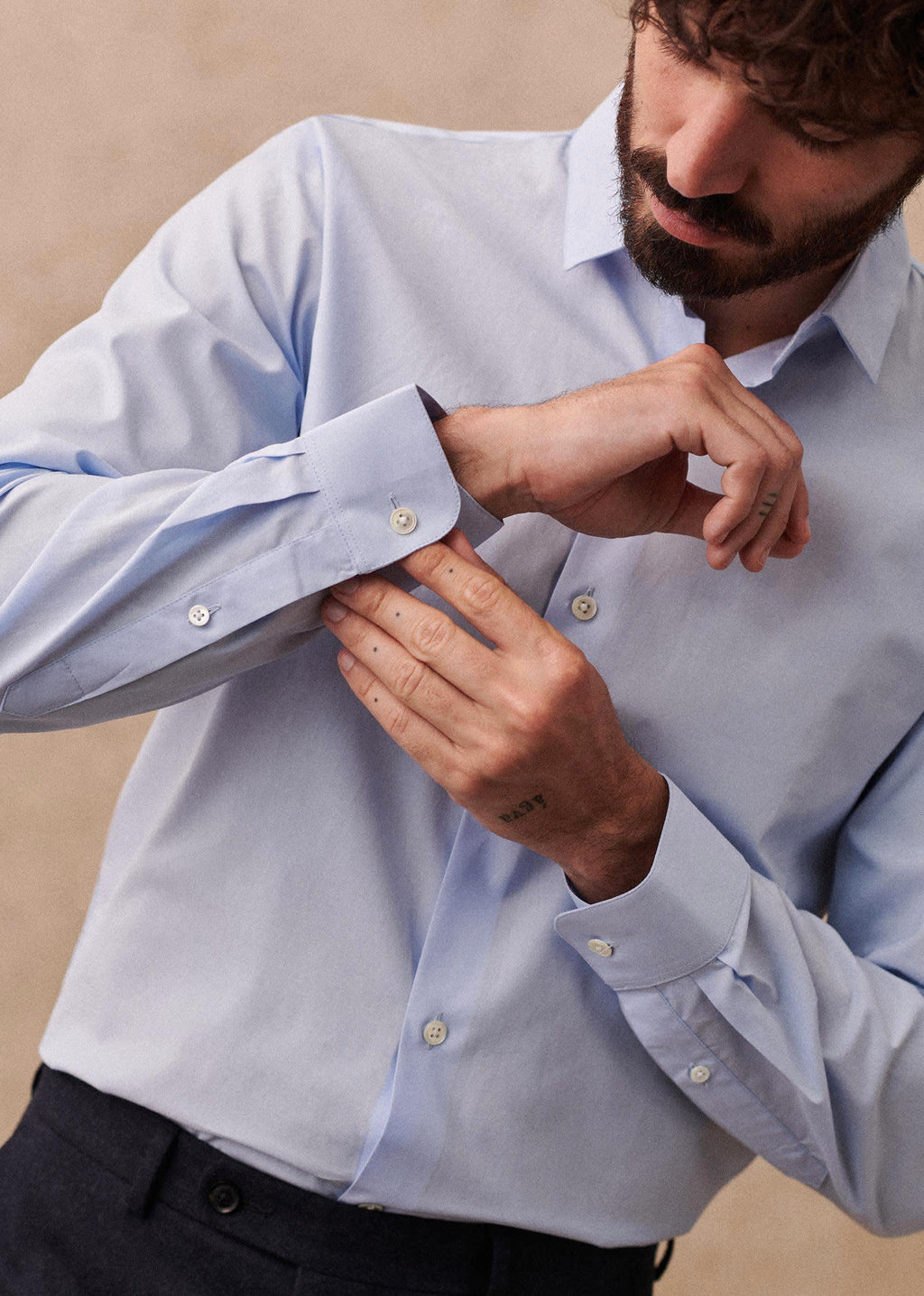 Chemise Allen Popeline - Fil à Fil Bleu