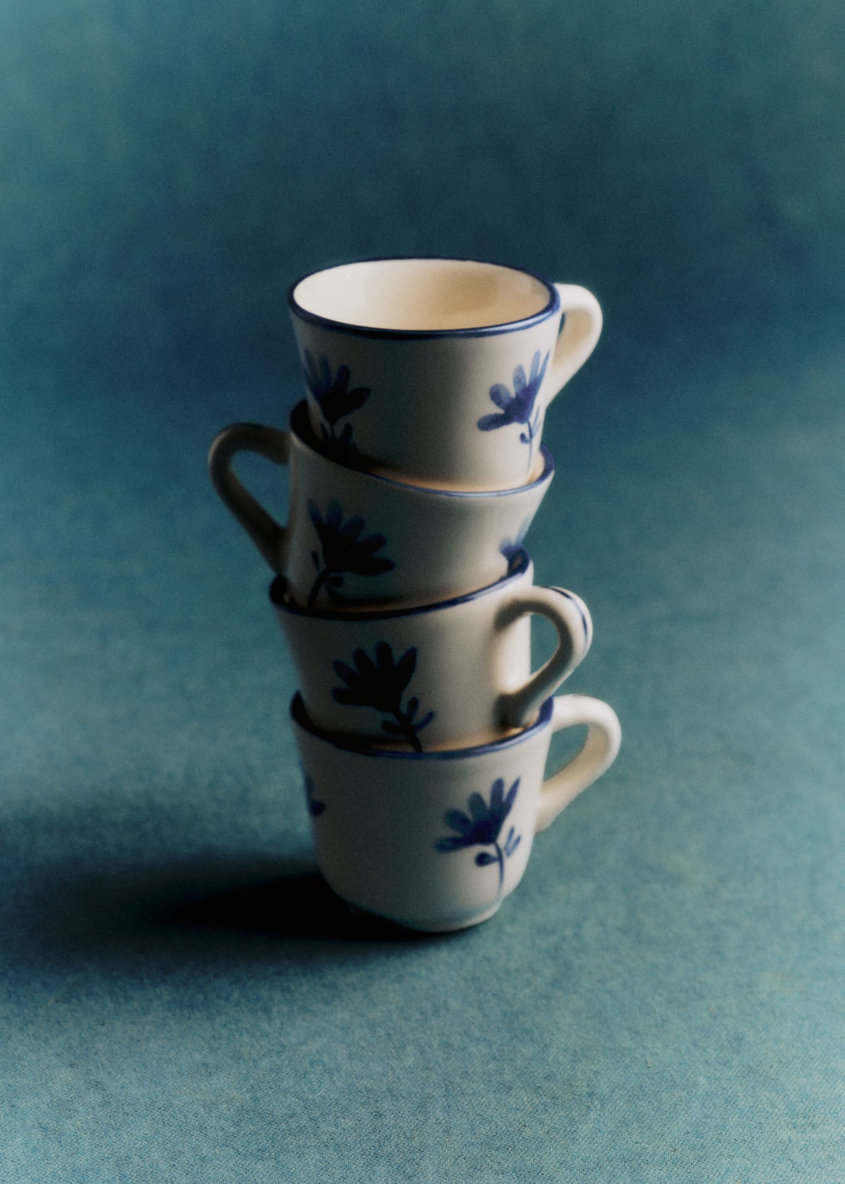 Coffret de 4 tasses expresso - Petite Fleur - Bleu Orage