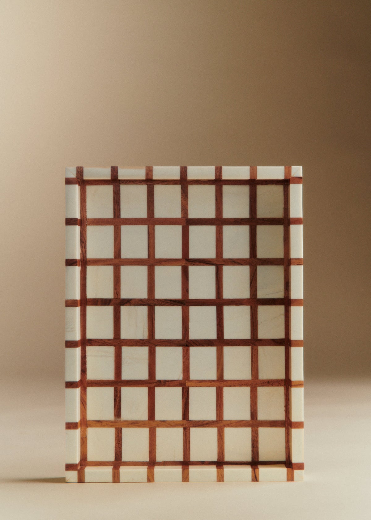 Plateau Rectangulaire - Quadrillage Ecru et Acacia